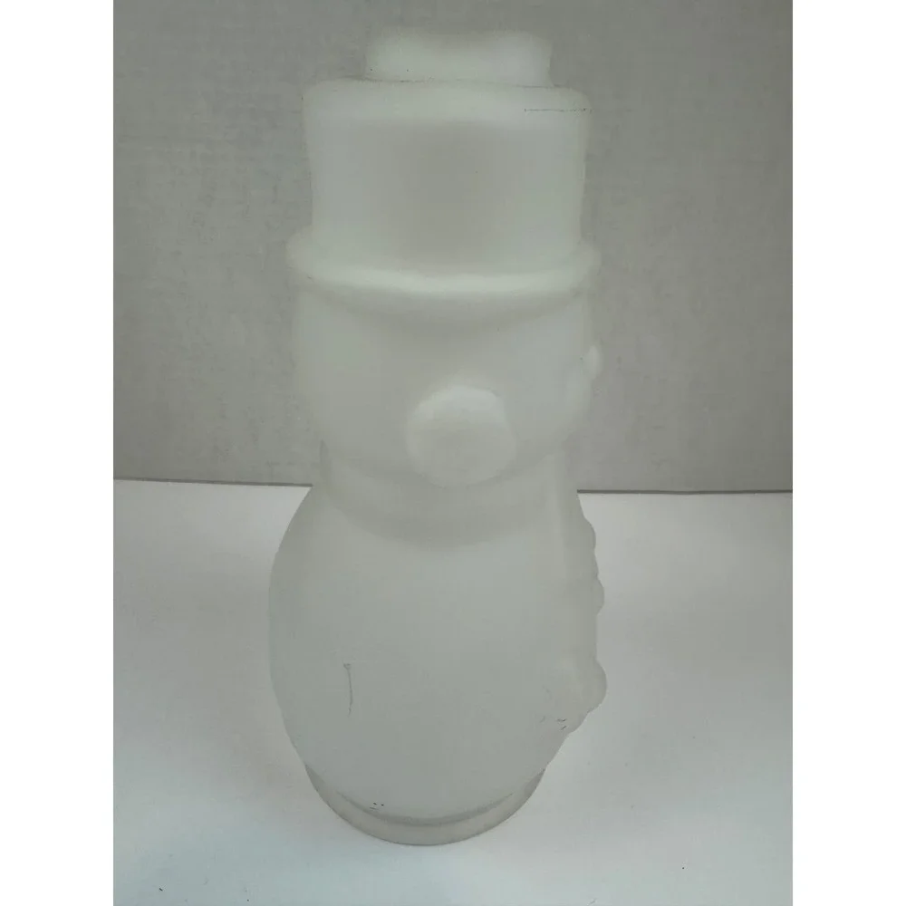 VTG Rare Mosser Satin Frosted White Glass Snowman Fairy Lamp Top #186-CS 1978